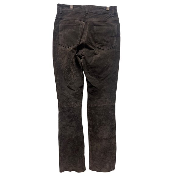 JouJou Skins Vintage 90's Brown Suede Leather Straight Leg Pants - Picture 6 of 7